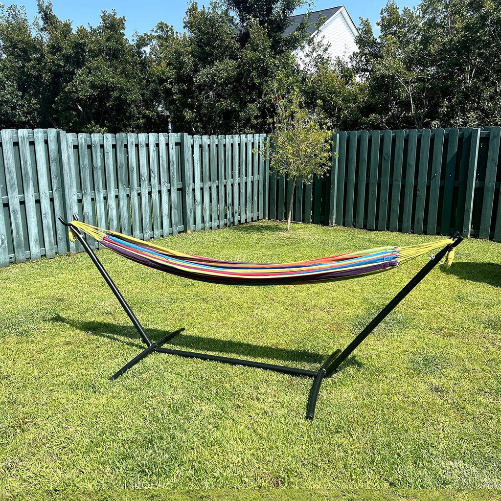 Hammock with Stand for Outside | 450lb Capacity Steel Stand, Premium Carry Bag Included and Two Anti Roll Balance Beam