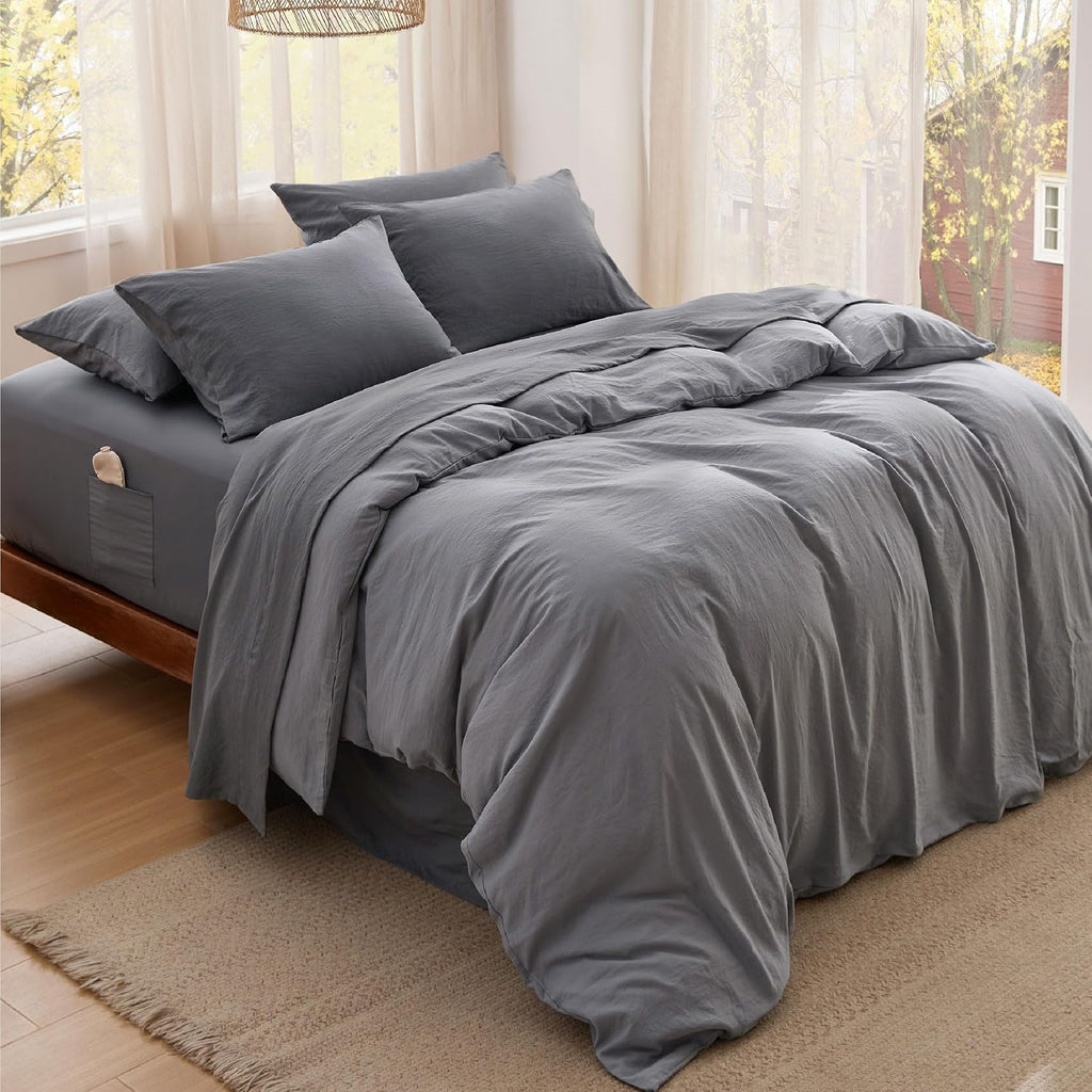 Deep Pocket Sheets - 6 Piece, Prewashed Ultra-Soft Sheet Set, Fits Mattresses Up to 18 Inches Thick