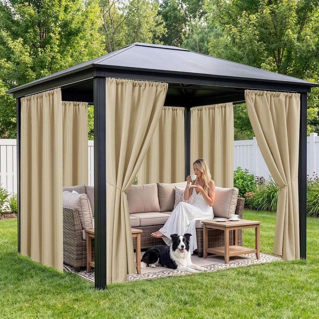 Outdoor Curtains Waterproof, 8 Panels, Rod Pocket