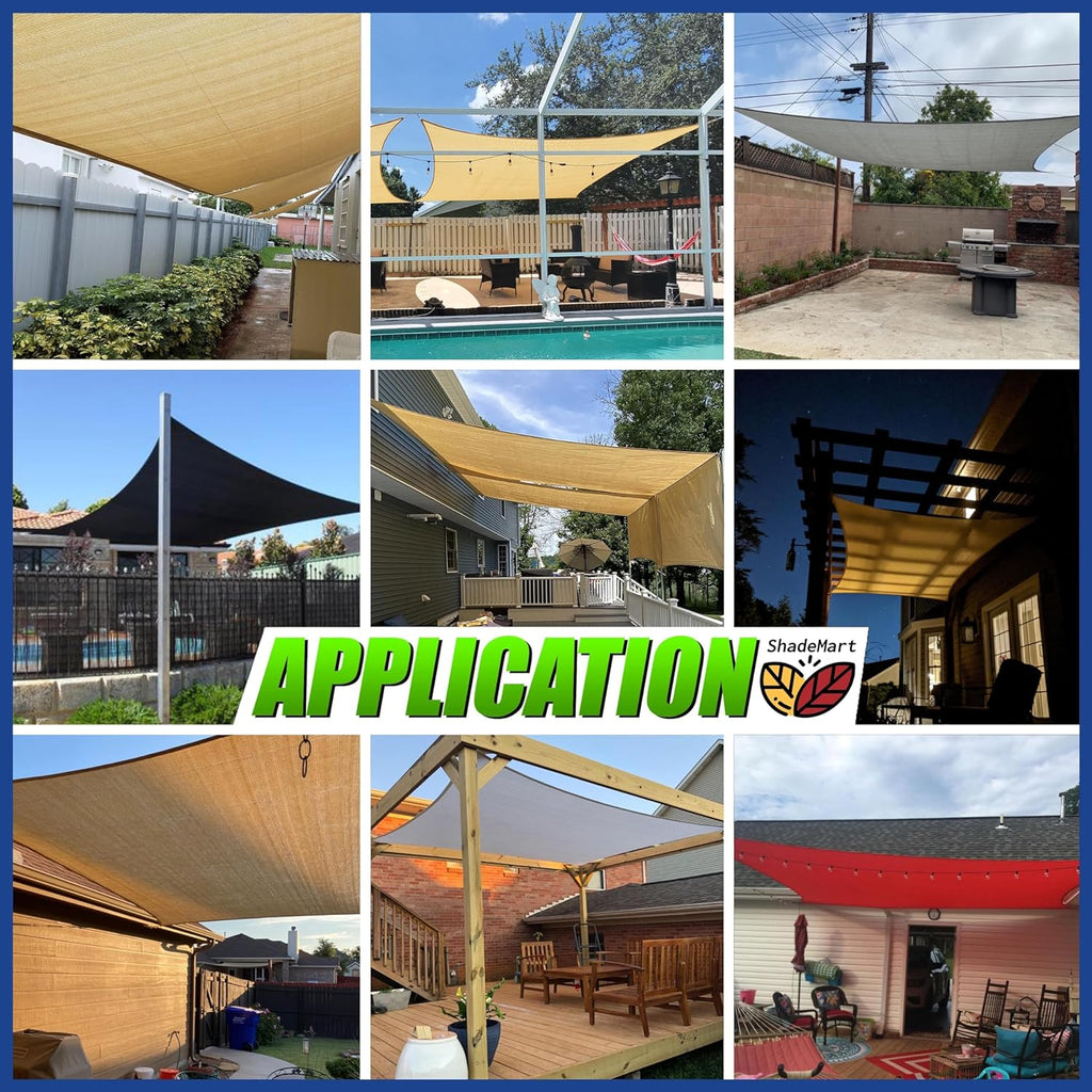 14' x 18' Brown Sun Shade Sail UPF50 Rectangle Canopy Fabric Cloth Screen SMTAPR0810, Water and Air Permeable & UV