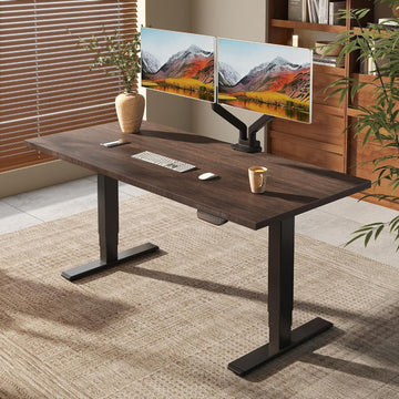 E6 MAX Bamboo 55x28 Inch Dual Motor 3-Stage Heavy Duty Standing Desk, 330lbs Weight Capacity, Height Adjustable Desk