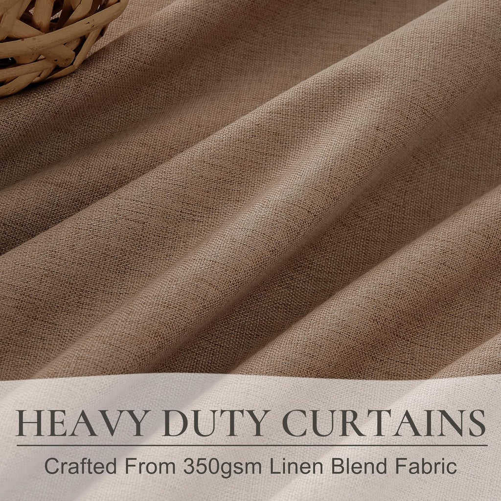 RustBrown Linen Pinch Pleated Curtains 102 Inches Long Heavy Duty Thermal Insulated Extra length Burg Cottage Total - Set of 2