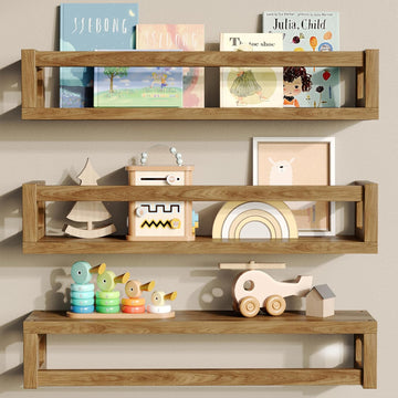 Upgraded Thick Floating Shelves, Solid Wood Bookshelf for Wall, Floating Book Shelves Use as Wall Shelves , Books