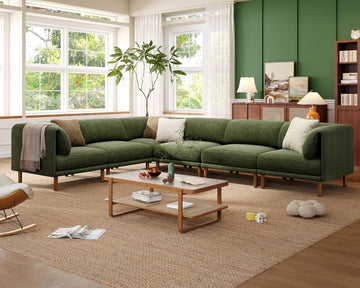 Modular Sectional Sofa,6 Seater L-Shaped Mid Century Modern Sectional Couch with Ottoman,Deep Seat Oversized