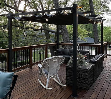 10' X 12' Outdoor Retractable Pergola with Sun Shade Canopy Patio Metal Shelter for Porch Garden Pavilion Grill Gazebo