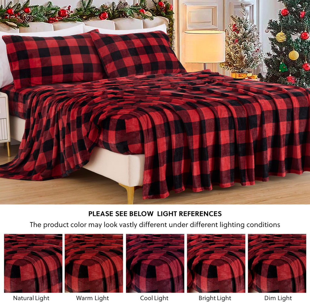 Extra Soft Fleece Sheet Set, Microplush Non-Pilling Velvety Bed Sheet, Deep Pocket - Lightweight All Season