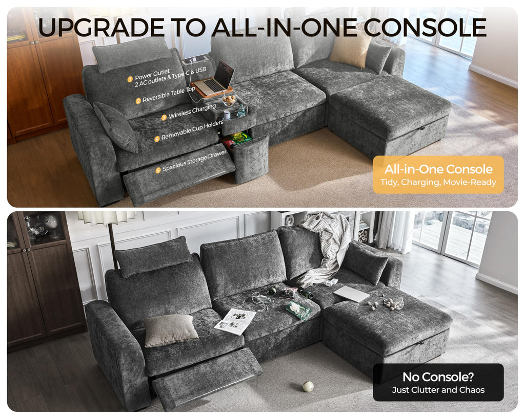 103" Modular Power Reclining Sectional 2 Seater Loveseat Sofa, Chenille