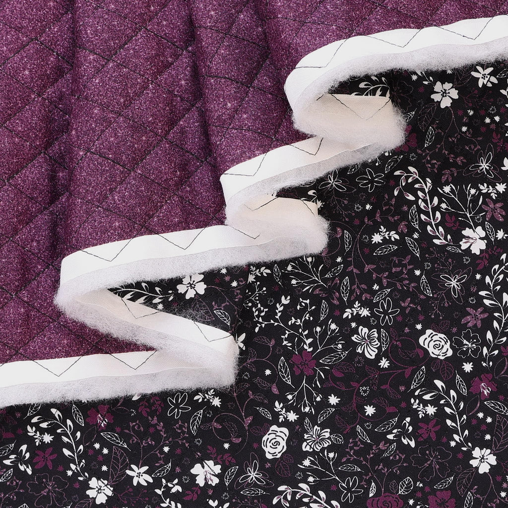 Double Faced Quilted Cotton, Faux Metallic Italian Plum