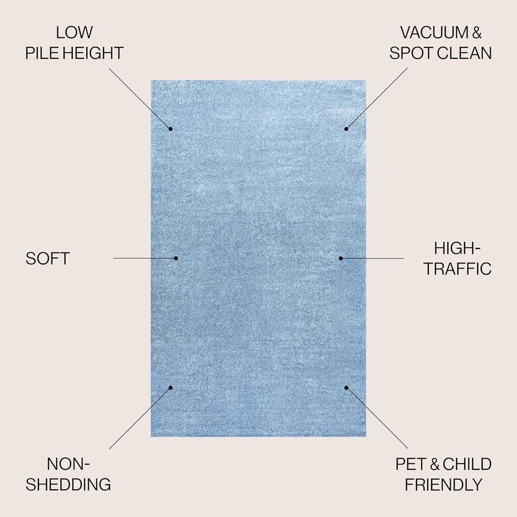 Haze Solid Low-Pile Classic Blue Area Rug 12x15, Coastal,Bohemian,Minimalist,Classic, Easy-Cleaning