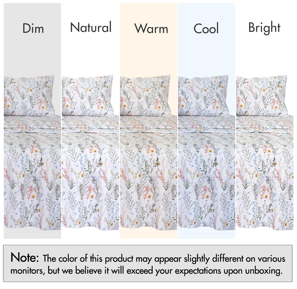 100% Cotton Percale King Sheets, King Size Sheets Set, Aroma
