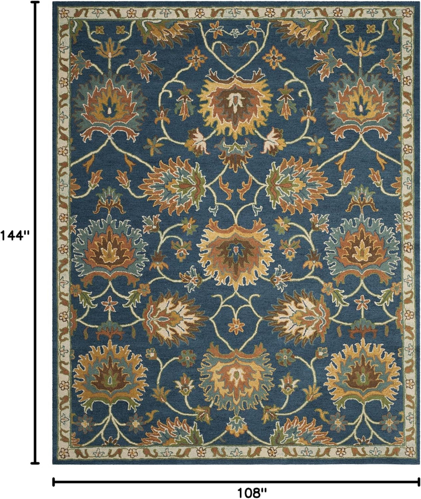 Heritage Area Rug - 9' x 12', Navy, Handmade Traditional Oriental Wool