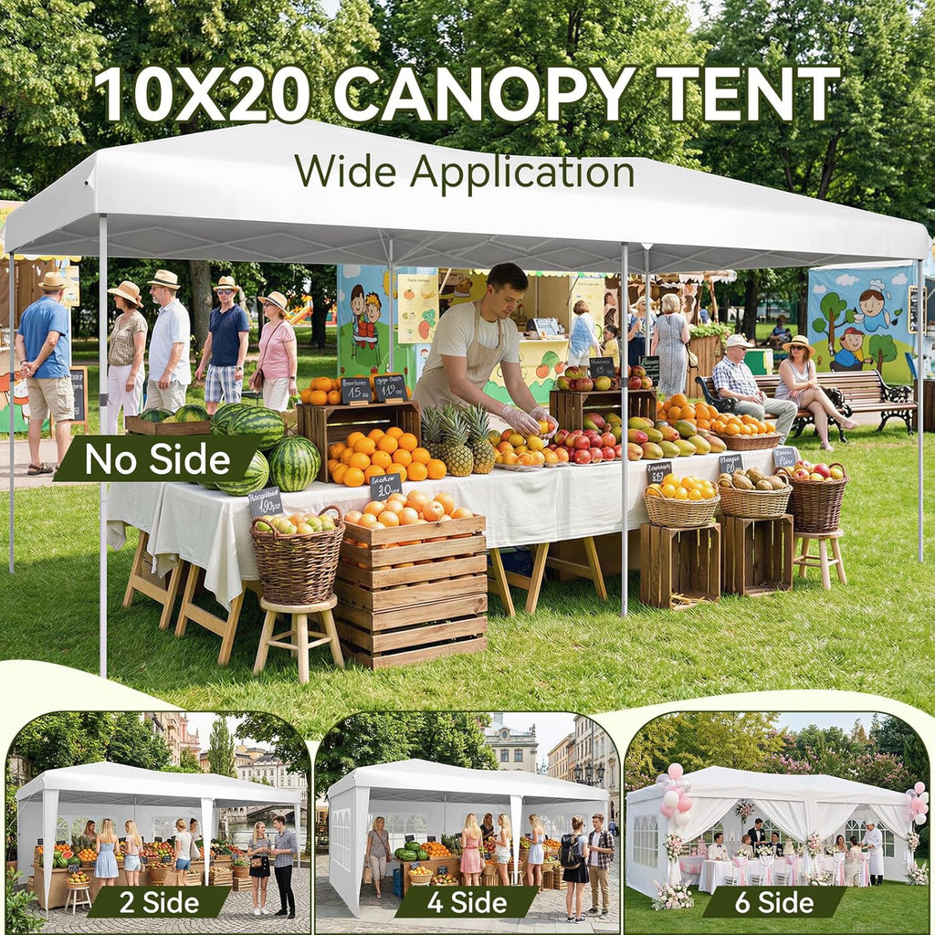 10x20 Pop Up Canopy Tent with 6 Removable Sidewalls