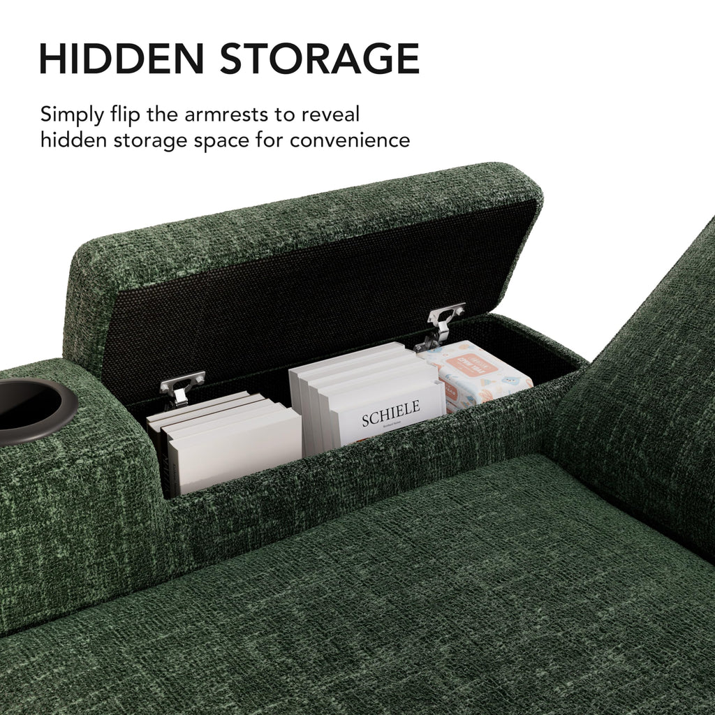 82" L-Shaped Sleeper Sofa with Pull Out Bed, Sectional Couch with Reclining Backrest, Reversible Storage Chaise