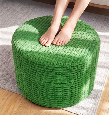 Stuffed Pouf Ottoman, Memory Foam Filled, Small Grass Green