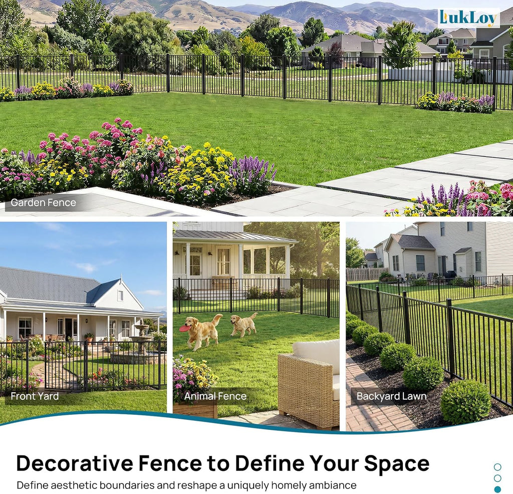 4 ft. H x 6 ft. W Aluminum Boundary Fence Kit, Rustproof AAMA 2604 Powder-Coat Finish Black Textured, Modular Fence