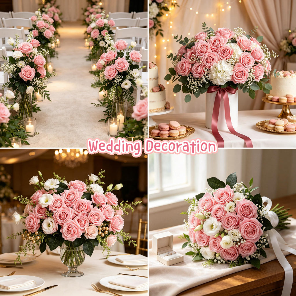 12pcs Real Touch Roses Artificial Lifelike Rose, Pink