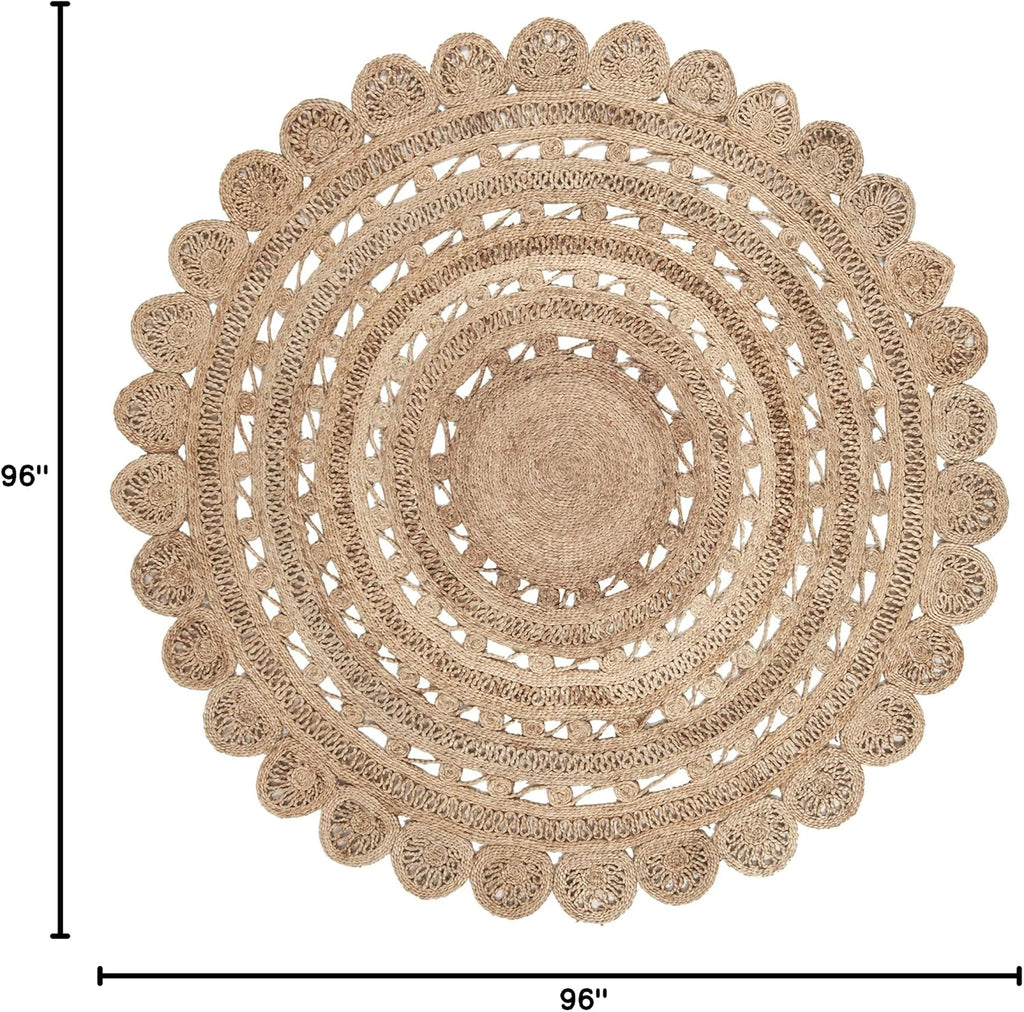 Natural Fiber Collection Area Rug 5 Round Natural Handmade Boho Charm
