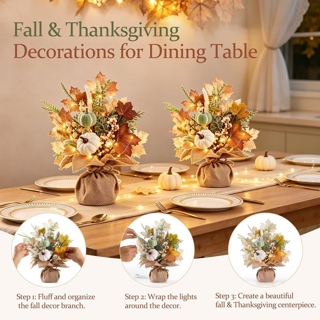 Fall Thanksgiving Table Decorations, Centerpieces for Tables - Set of 2