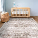 Washable Neutral Farmhouse Large Entryway Rug, 3x5 Area Rugs