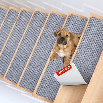 Carpet for Wooden Steps, 15 Pack, 8" x 30", Light Gray