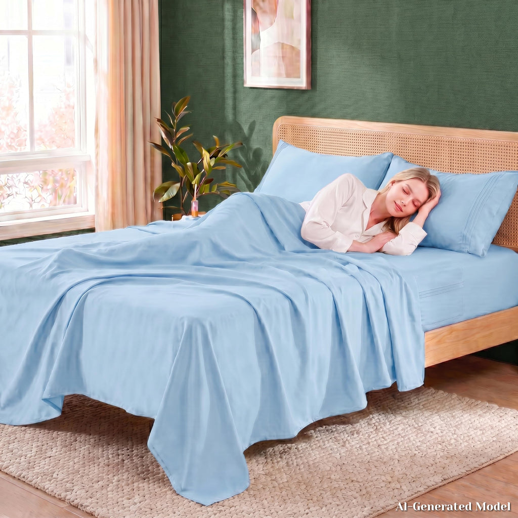 Deep Pocket Queen Sheet Set, Cooling Bedding with Side Pockets