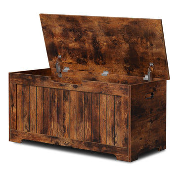 Storage Chest, 39 inches Chest Box Organizer with 2 Safety Hinges, Wooden Entryway Shoe Organizer Storage Bench