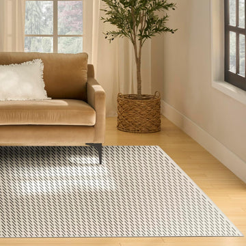 Home Nordic Ivory Black Area Rug - Easy Clean, Non Shedding, Bed Room, Living Room, Dining Room, Kitchen