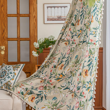 Boho Floral Curtains French Country Farmhouse Curtains 96 Inches Long Light Filtering Window Rod Pocket Drapes 2
