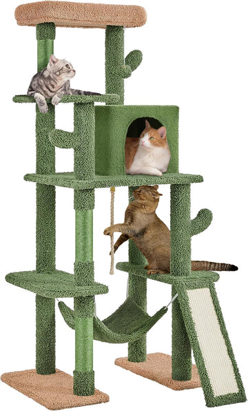 63in Cactus Cat Tree, Multi-Level Tall Climbing Tower