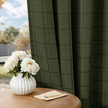 Green Plaid Jacquard Blackout Curtains 52x96 2 Panels