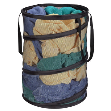 2026 Pop-Up Collapsible Mesh Laundry Hamper | Black, 25" H