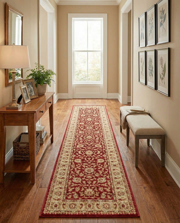 Aditi Collection Rug - 2' 7 x 10' Runner Red Low Rug Perfect s, Large Dining Rooms, Open Floorplans
