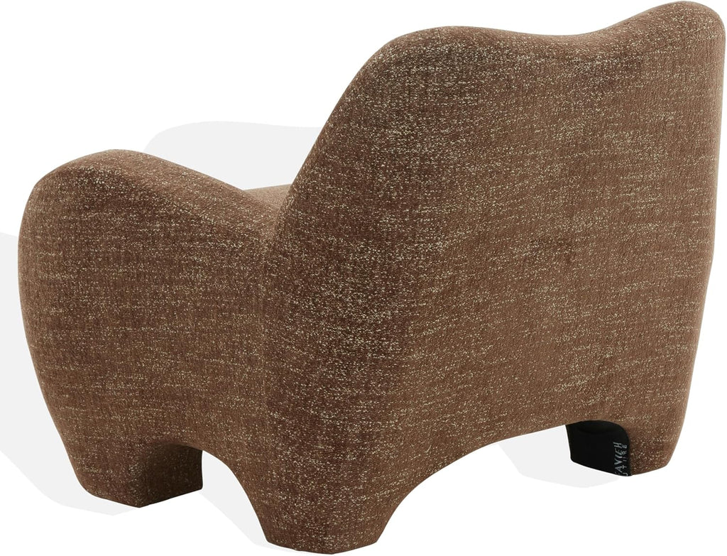 Couture Collection - Randal Dark Brown Chenille Accent Chair, Fully Assembled Upholstered Lounge Seating with Curved