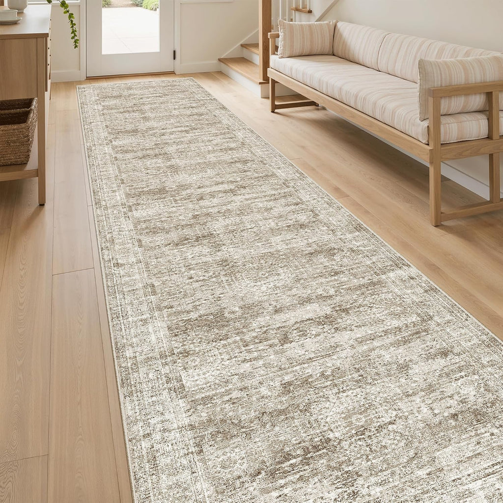 Hallway Runner Rug 2'6"x10' Non-Slip Runners Brown