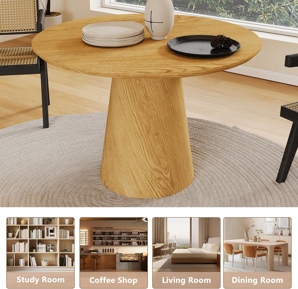 Dining Table, 43'' Wooden Round Table, Kitchen & Dining Room Table, Modern Kitchen Dining Table for Living Room &
