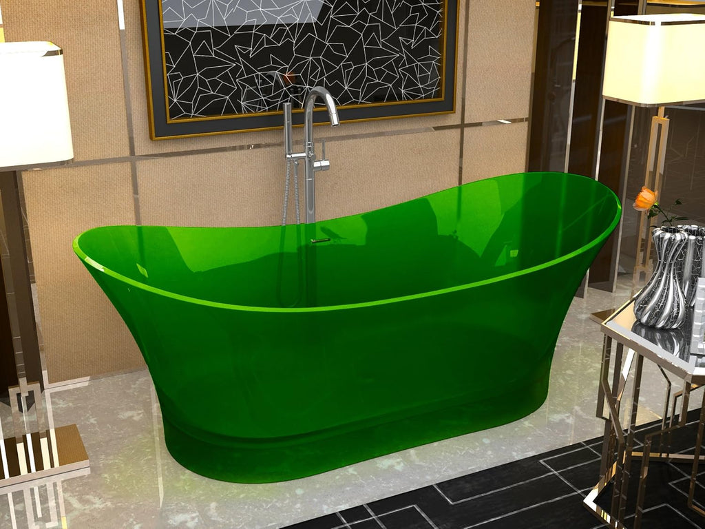 69" Flat Bottom Man Made Stone Freestanding Bathtub - Translucent Evening Violet - Azul Series FT-AZ520-GR
