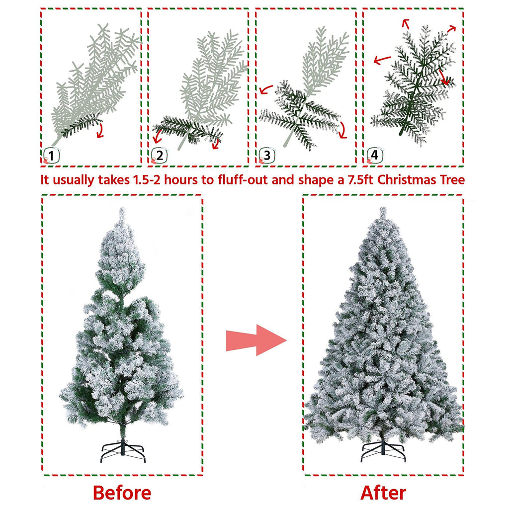 7.5ft Premium Snow Flocked Hinged Artificial Christmas Tree