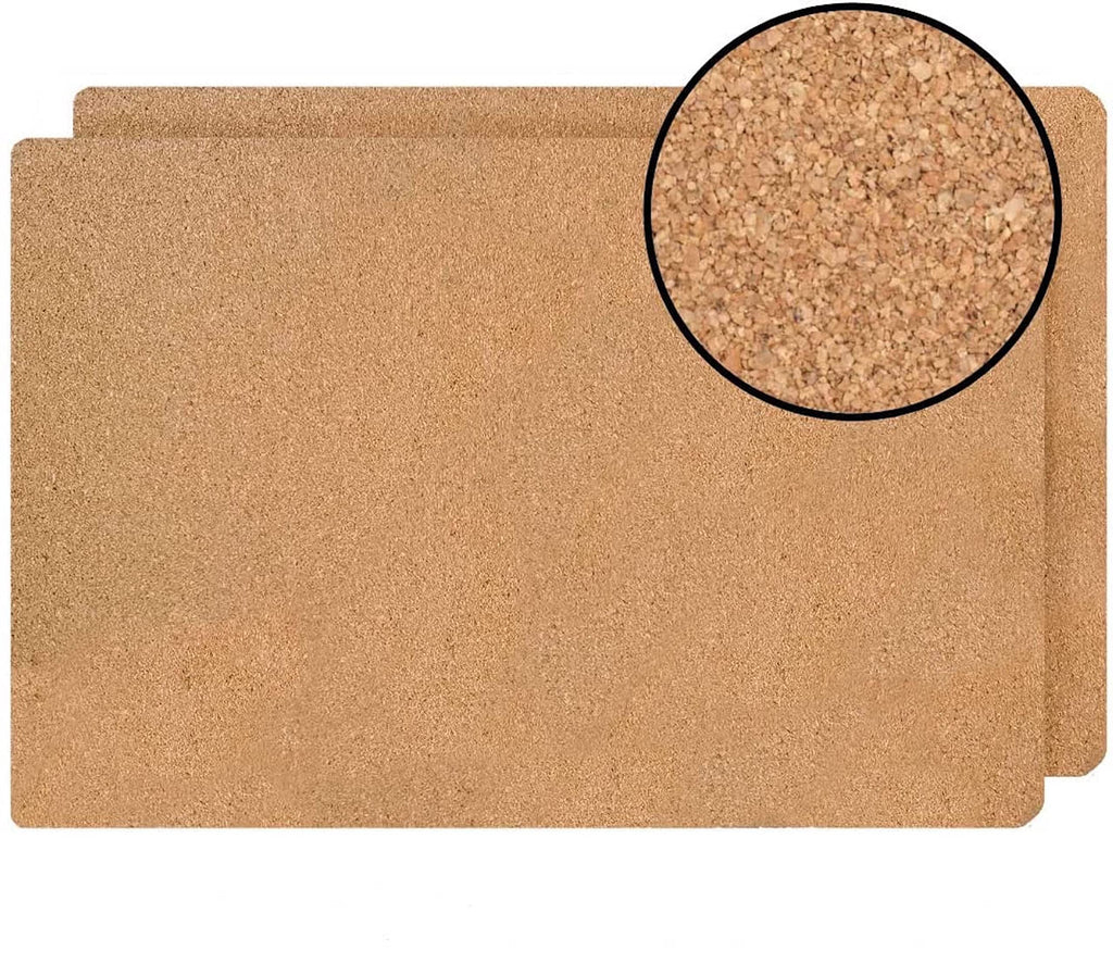 Foiled Granite Thick Cork Heat Resistant Dining Table Placemats Set of 2, 12" x 18" Rectangle, Marbled Silver, 2