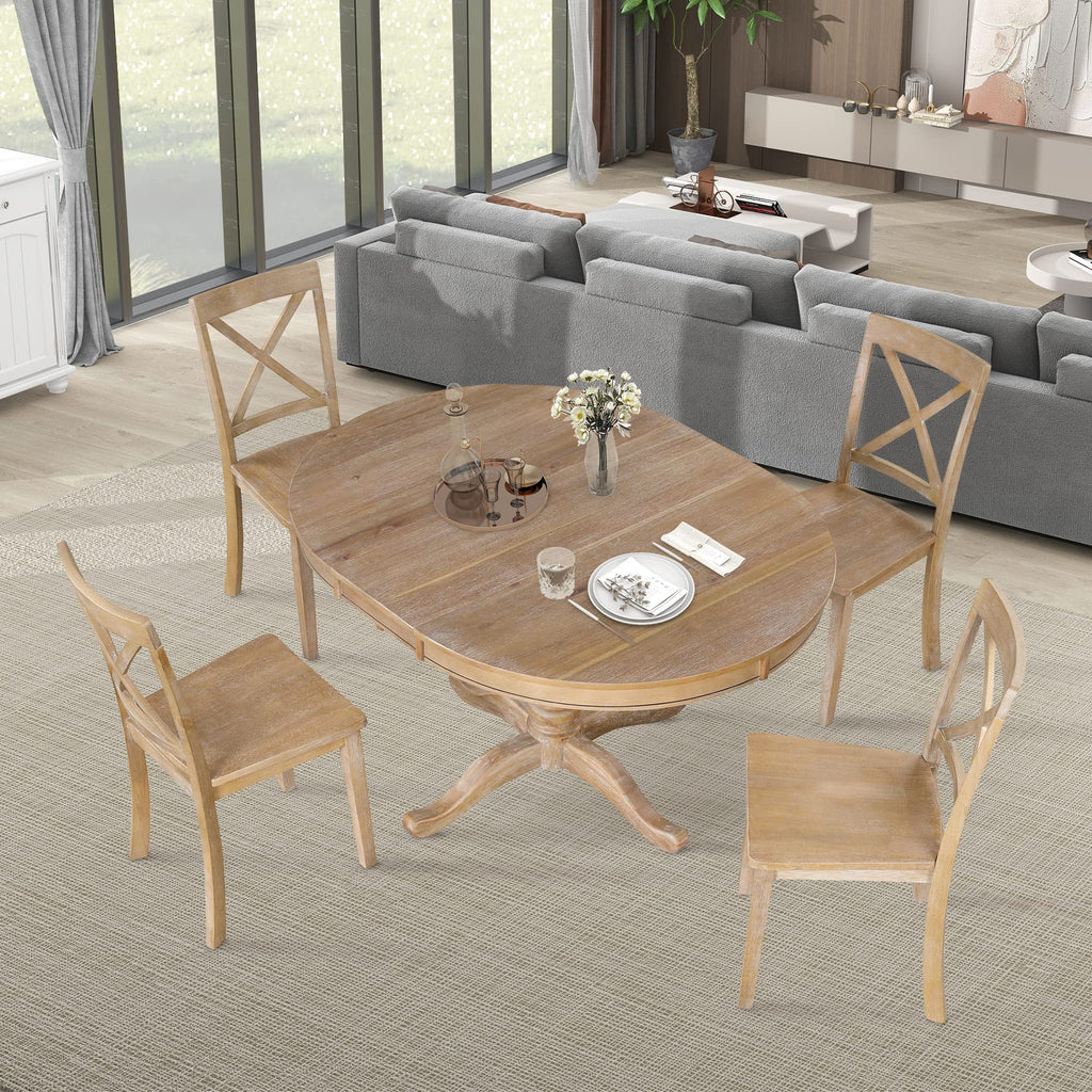 Modern Dining Table Set for 4, Round Table and 4 Kitchen Room Chairs, 5 Piece Kitchen Table Set, Dinette, Breakfast