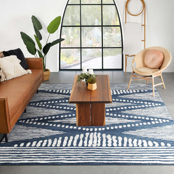 Axasta Blue Diamond Medallion Tribal Area Rug (5'3" x 7'3")