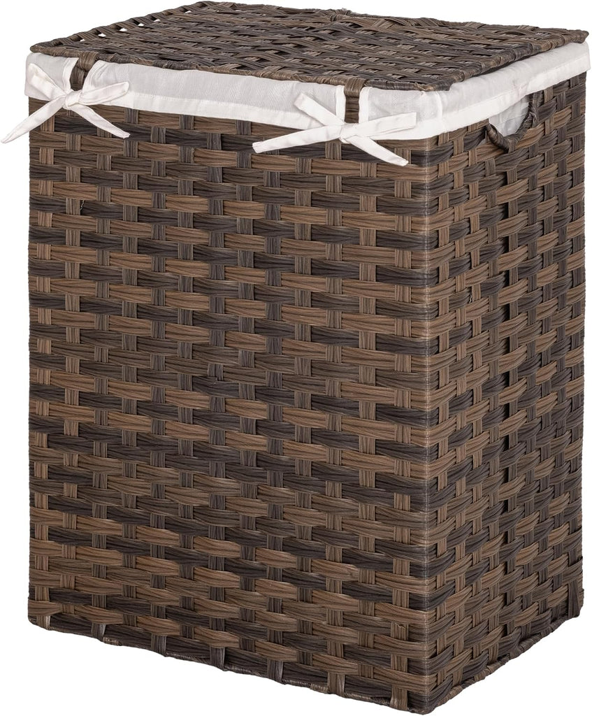 Premium Handwoven Portable Laundry Bin Basket with Carrying Handles, Household Storage for Clothes, Linens, Sheets