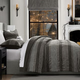 Wonderful Dark Grey Comforter Set King, Yarn Dyed Farmhouse Striped Cotton Lightweight Boho Comforter with Pillow