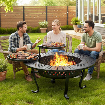 43 Inch Fire Pit - Wood Burning with Grill Table