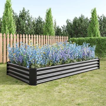 Galvanized Raised Garden Bed, Garden Box Outdoor, 8X4X1 FT, Black