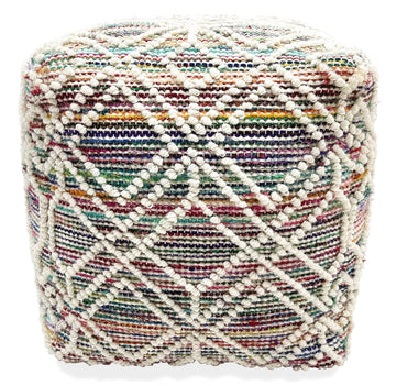 Handmade ADDO Wool, Cotton Natural Fiber Easy Maintenance Pouf/Footstool Bed Room Family Room (Multi)