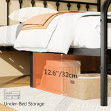 Queen Metal Platform Bed Frame/Victorian Style Headboard and Footboard/Steel Slat Support/Easy Assembly/No Box Spring