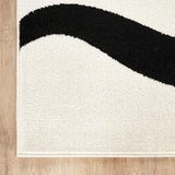 Abani Black and Cream Area Rug | White Abstract Swirl Wave Carpet | 8' x 10' Beige/Ivory Geometric Wave Design | for