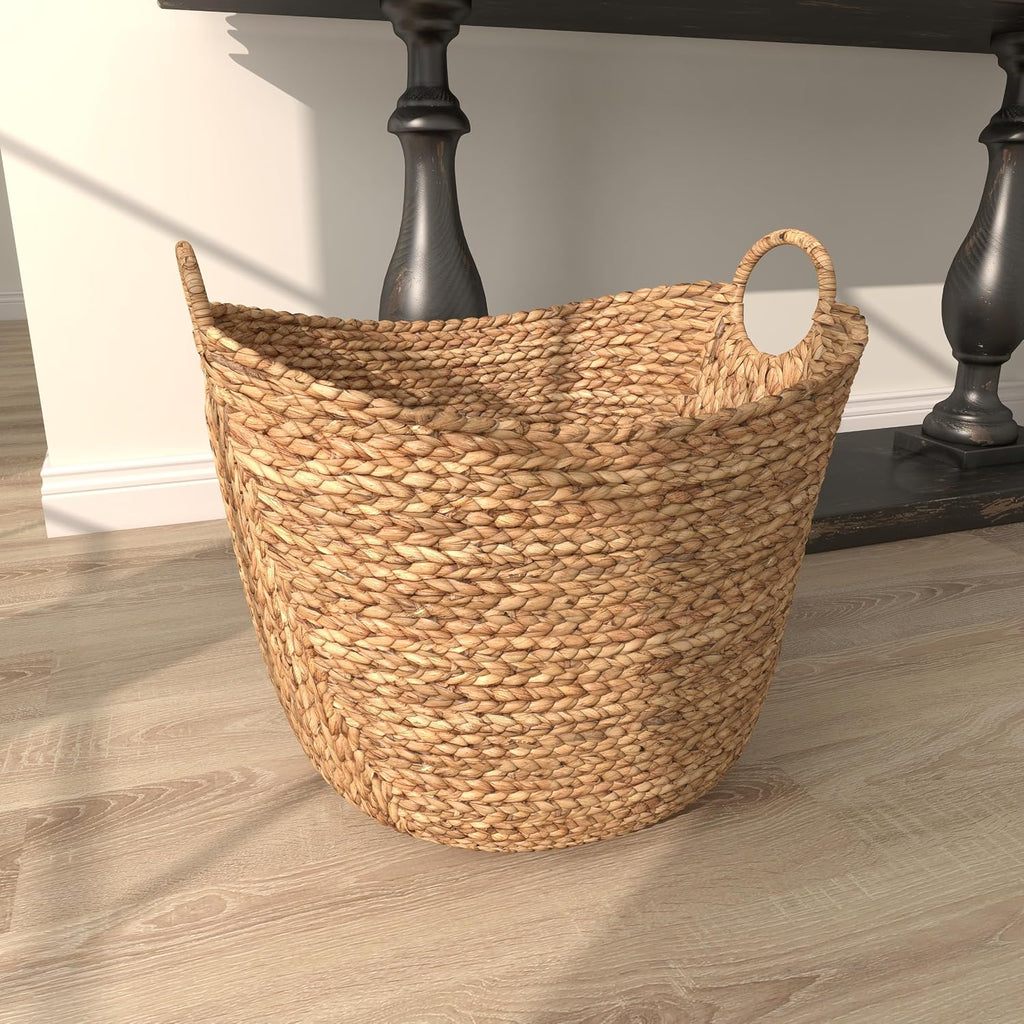 79 Seagrass Storage Basket, Large Woven Basket, 20" x 18" x 19", Brown | Handmade decorative and functional basket