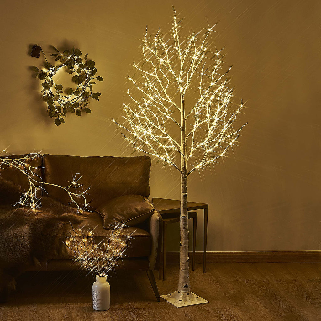 Lighted Birch Tree Plug in 330 Fairy Lights 6FT, Twig Tree with Lights for Indoor Outdoor Home Room Porch Christmas