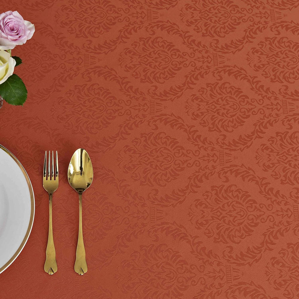 Jacquard Table Cloth Damask Design Water Proof Wrinkle Free Heavy Weight Soft Tablecloth Decorative 